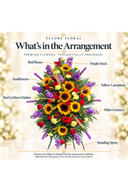 What's in the Arrangement guide for Sunflower-Rose standing spray