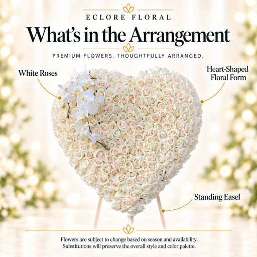 What's in the Arrangement guide for Rose heart standing spray