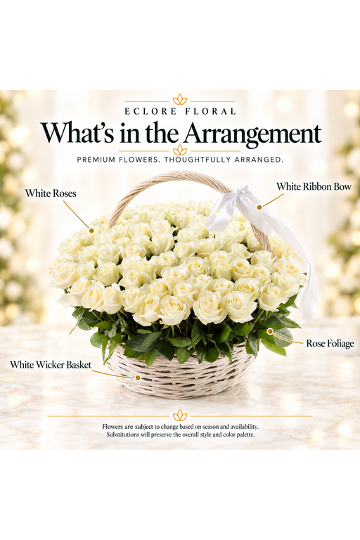 What's in the Arrangement guide for All white basket arrangement
