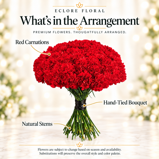 What's in the Arrangement guide for Red Carnation Bouquet