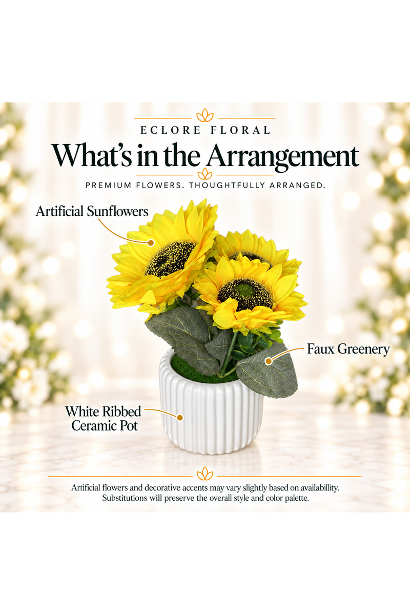 What's in the Arrangement guide for Faux Sunflower Floral arrangement