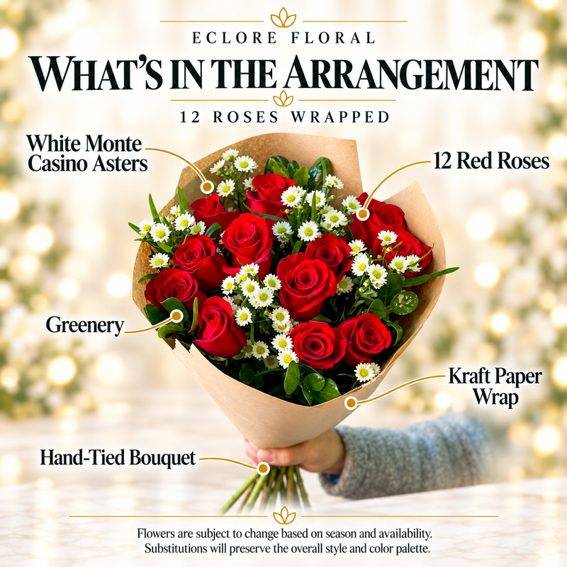 12 Roses Wrapped flower guide
