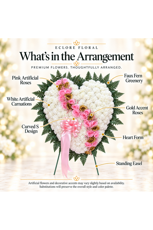 What's in the Arrangement guide for Eternal Connection Curved S Heart Sympathy Arrangement