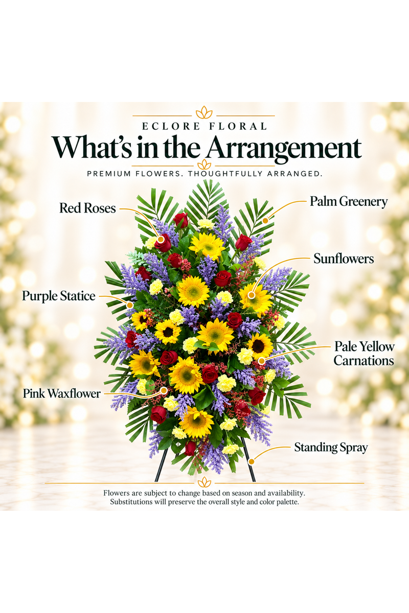 What's in the Arrangement guide for Sunlit Memories Standing Spray