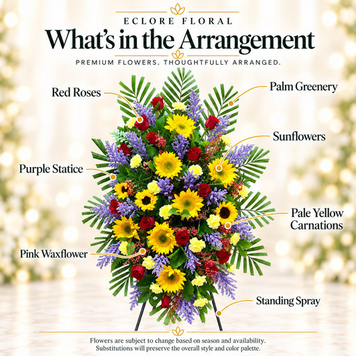 What's in the Arrangement guide for Sunlit Memories Standing Spray