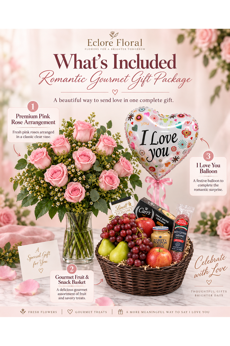 Pink Rose & Gourmet Love Package