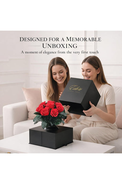 Eternal Red Preserved Roses in Matte Black Vase