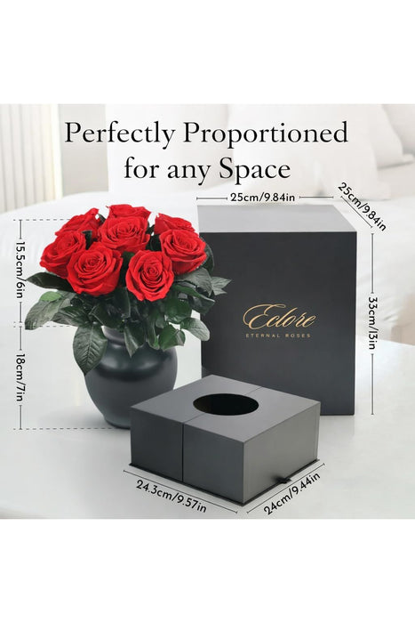 Eternal Red Preserved Roses in Matte Black Vase