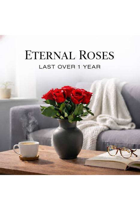 Eternal Red Preserved Roses in Matte Black Vase