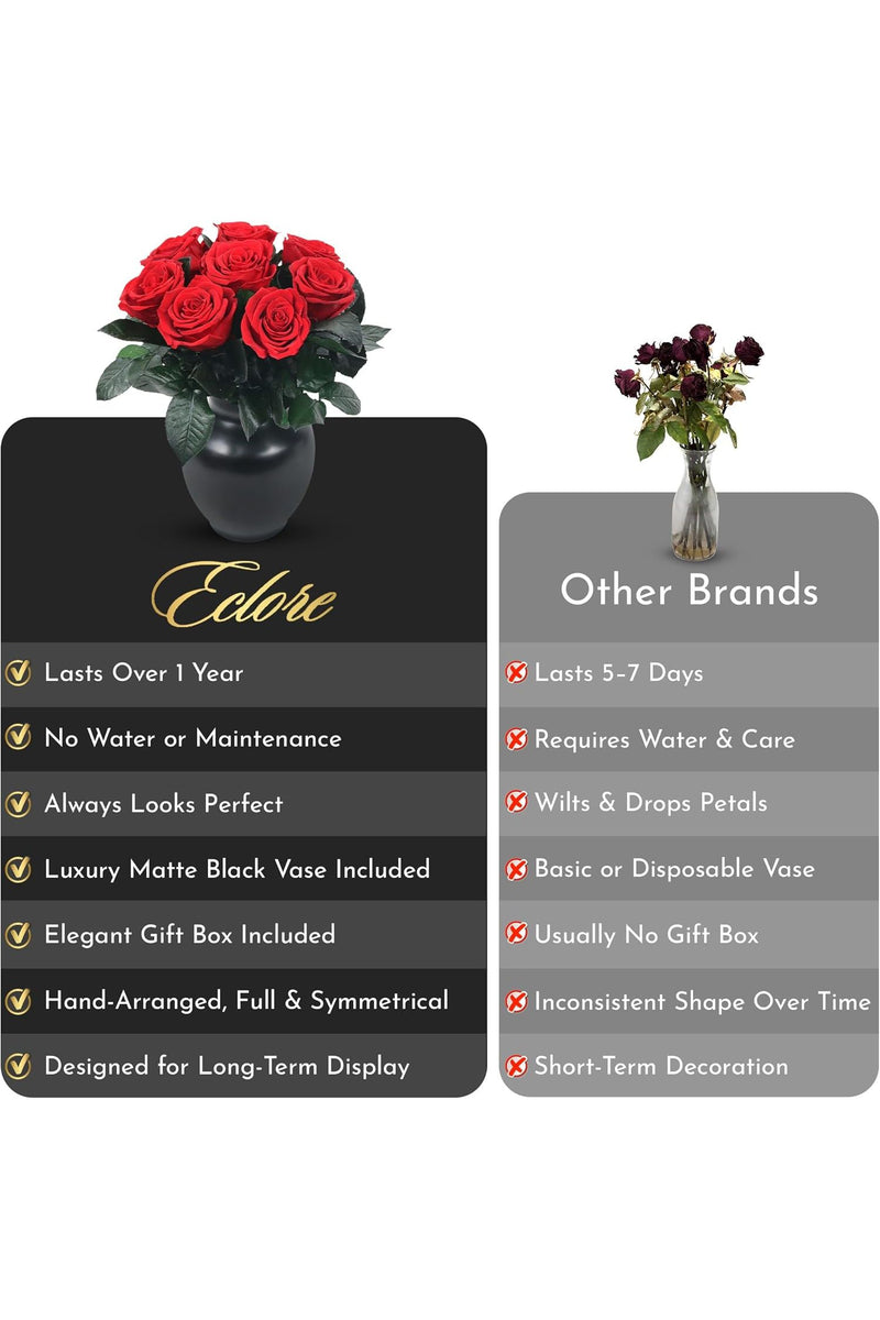 Eternal Red Preserved Roses in Matte Black Vase