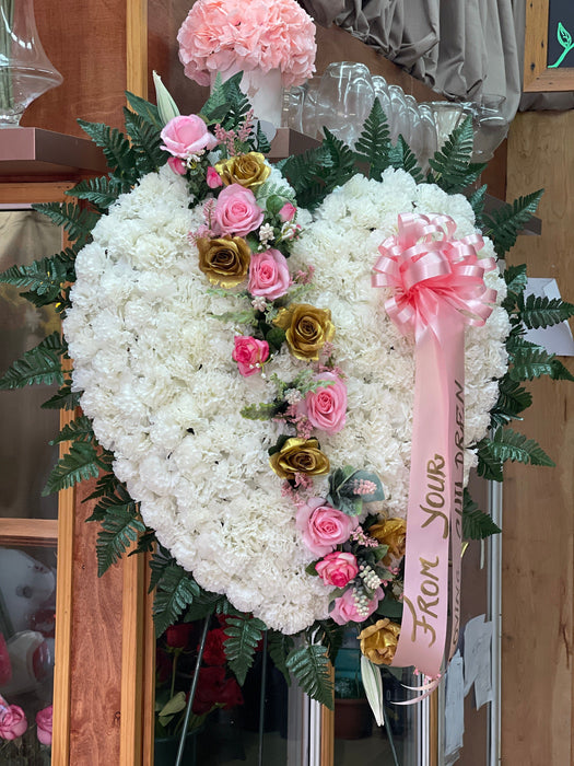 Healing Embrace Broken Heart Sympathy Arrangement | Artificial Flower Memorial Tribute