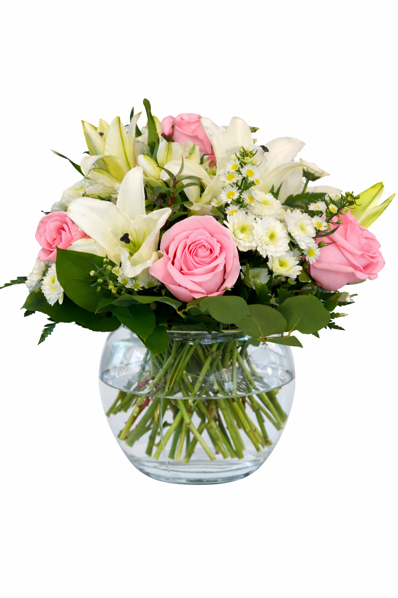 Blush Harmony Rose & Lily Vase Arrangement