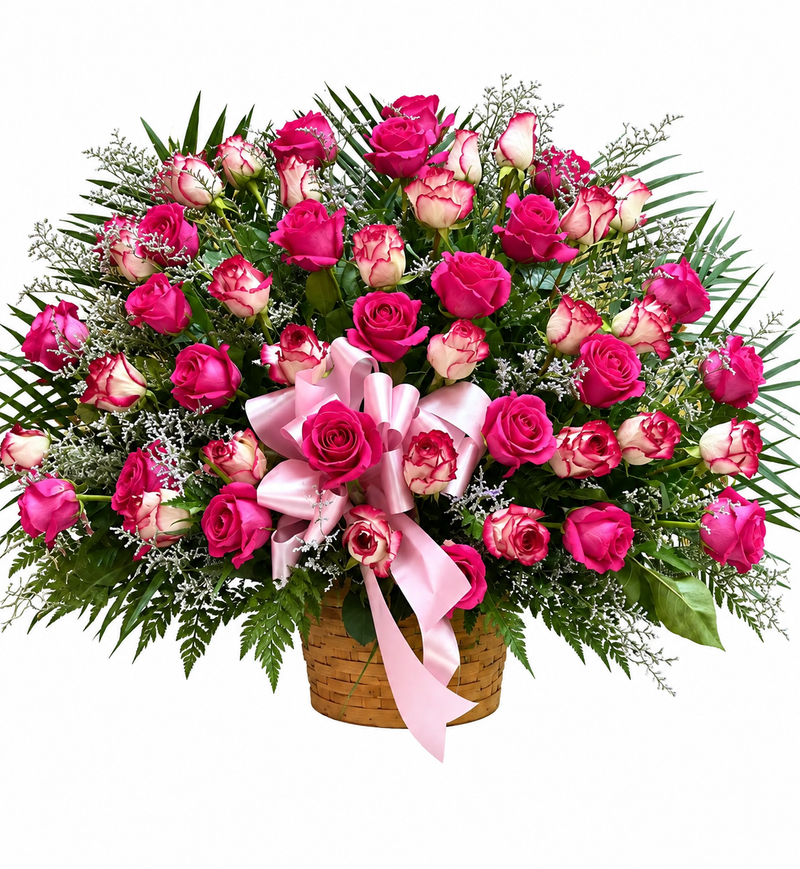 Rose Reverence Floor Basket - 50 Roses