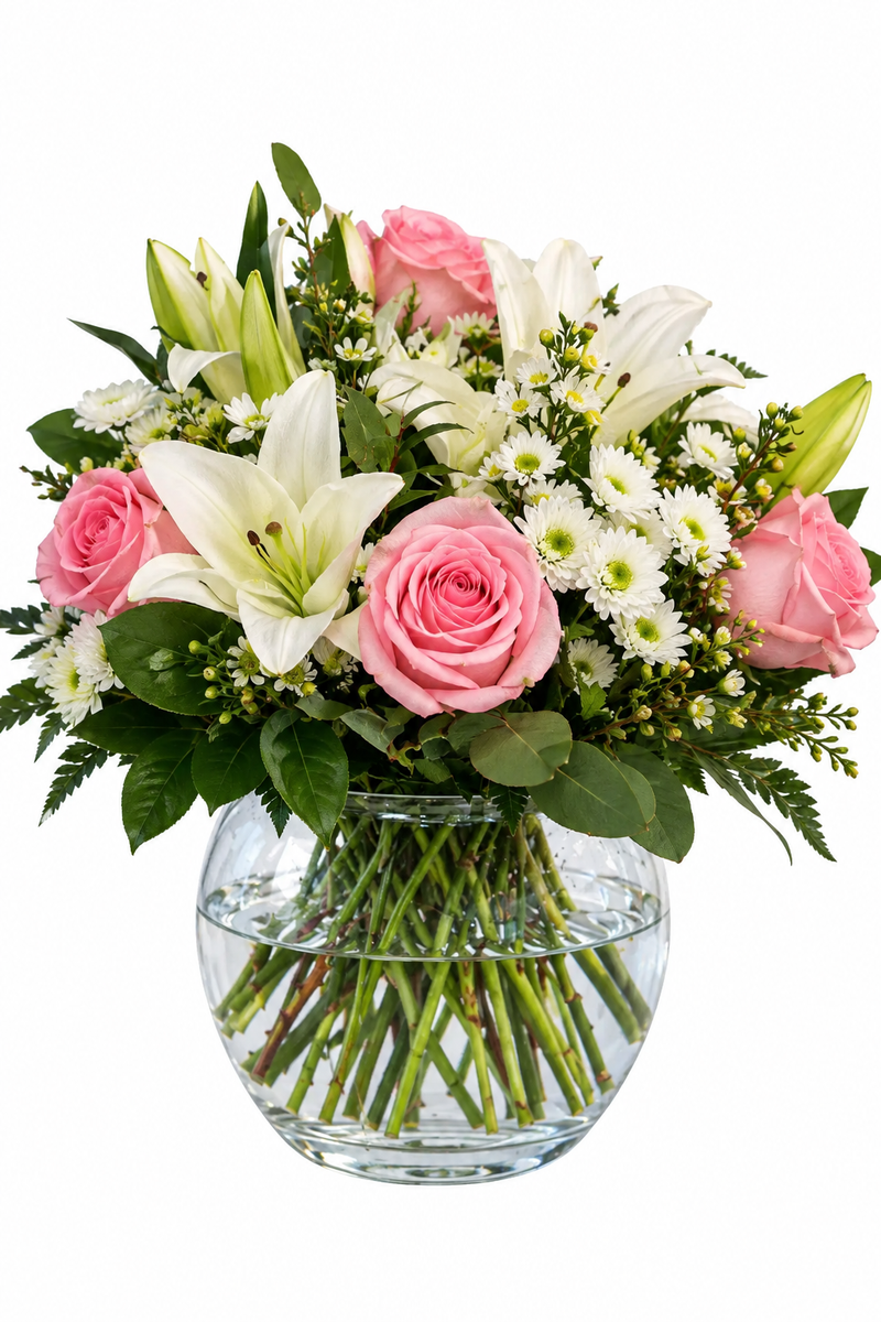 Blush Harmony Rose & Lily Vase Arrangement