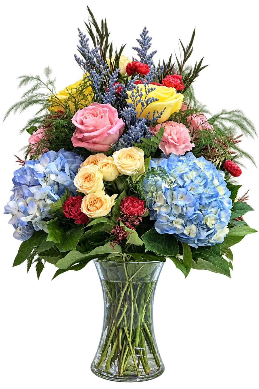 Iris Spring Bloom Vase Arrangement | Hydrangeas & Roses