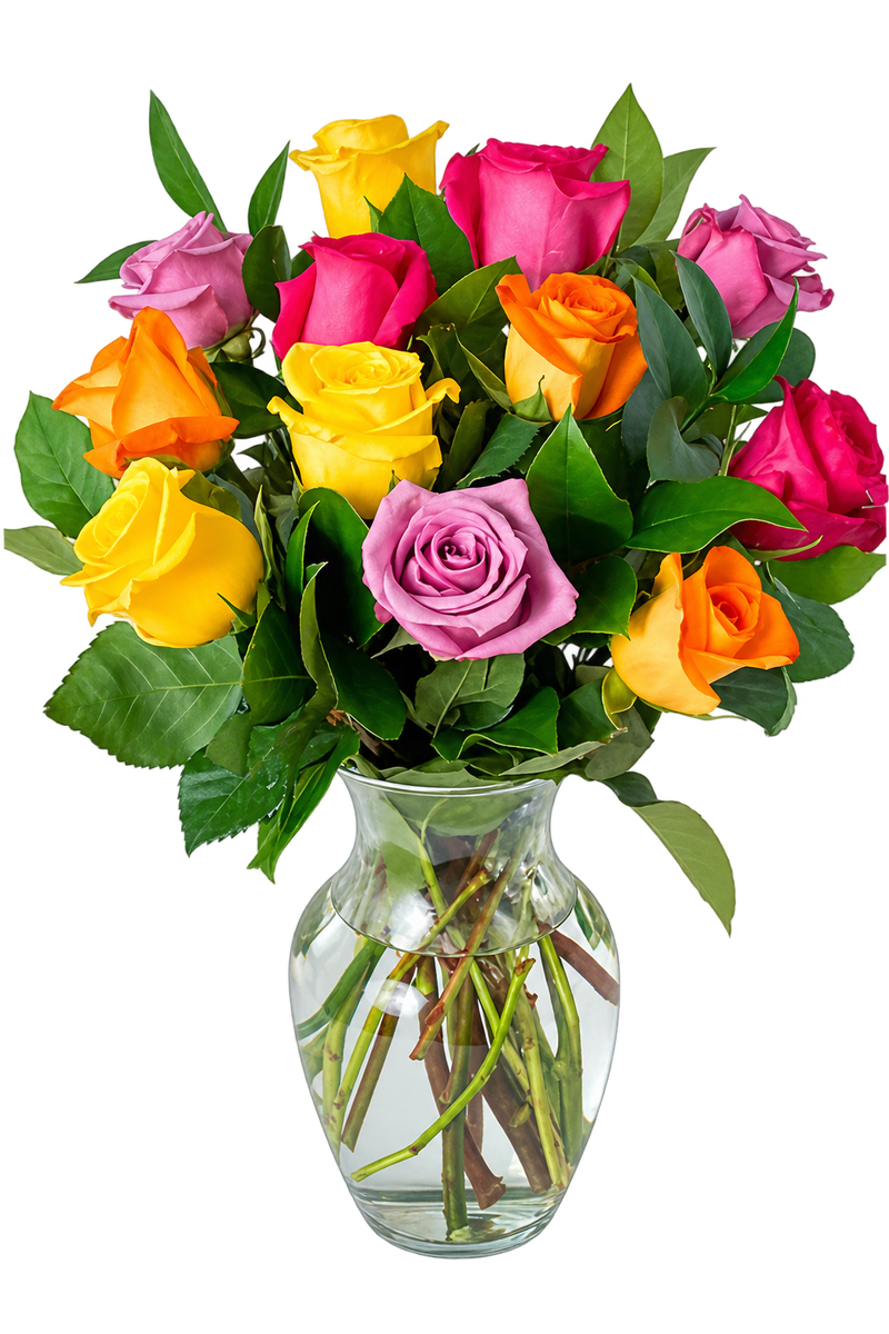 Short Stem Mixed Roses (12 Roses)