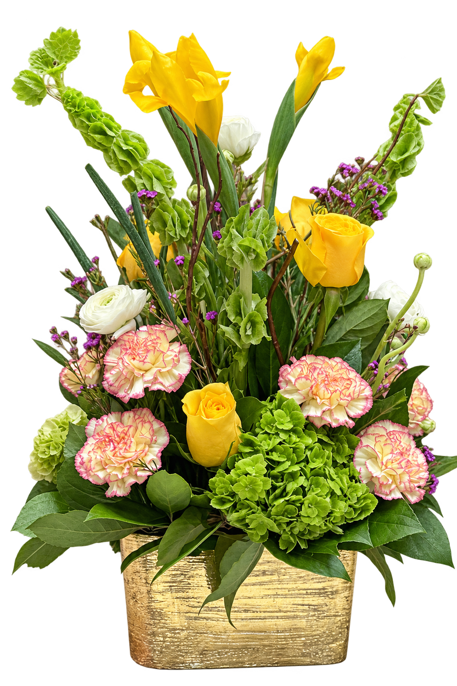 Yellow Crush Floral Arrangement | Yellow Roses, Hydrangeas & Carnations