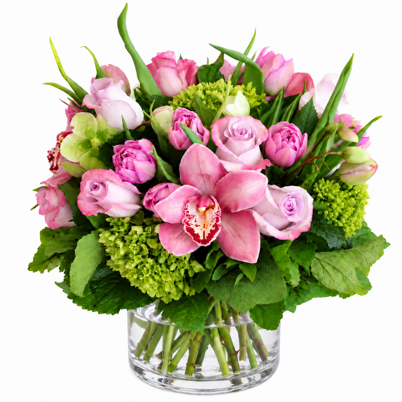 Garden of Bloom Luxury Pink & Green Flower Arrangement