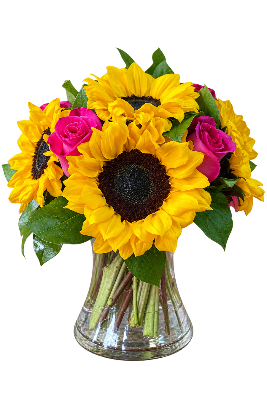 Sunny Rose – Fresh Roses & Sunflowers Arrangement