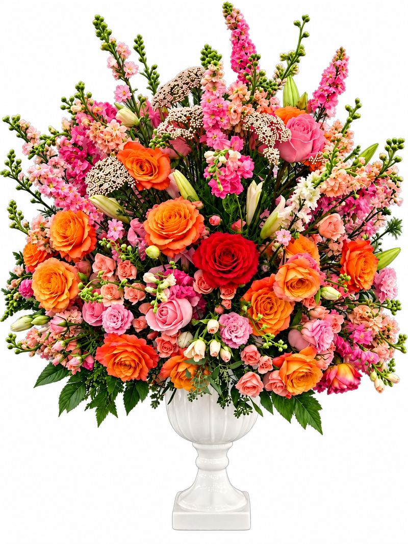 Grand Rose Garden – Luxury Pedestal Urn Arrangement