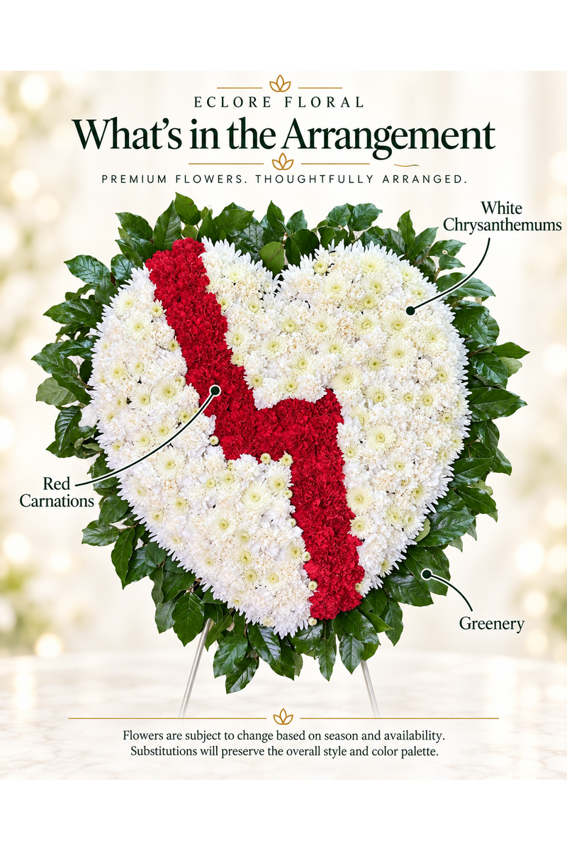 Broken Heart Standing Spray [SS004] — flower guide with seasonal availability information