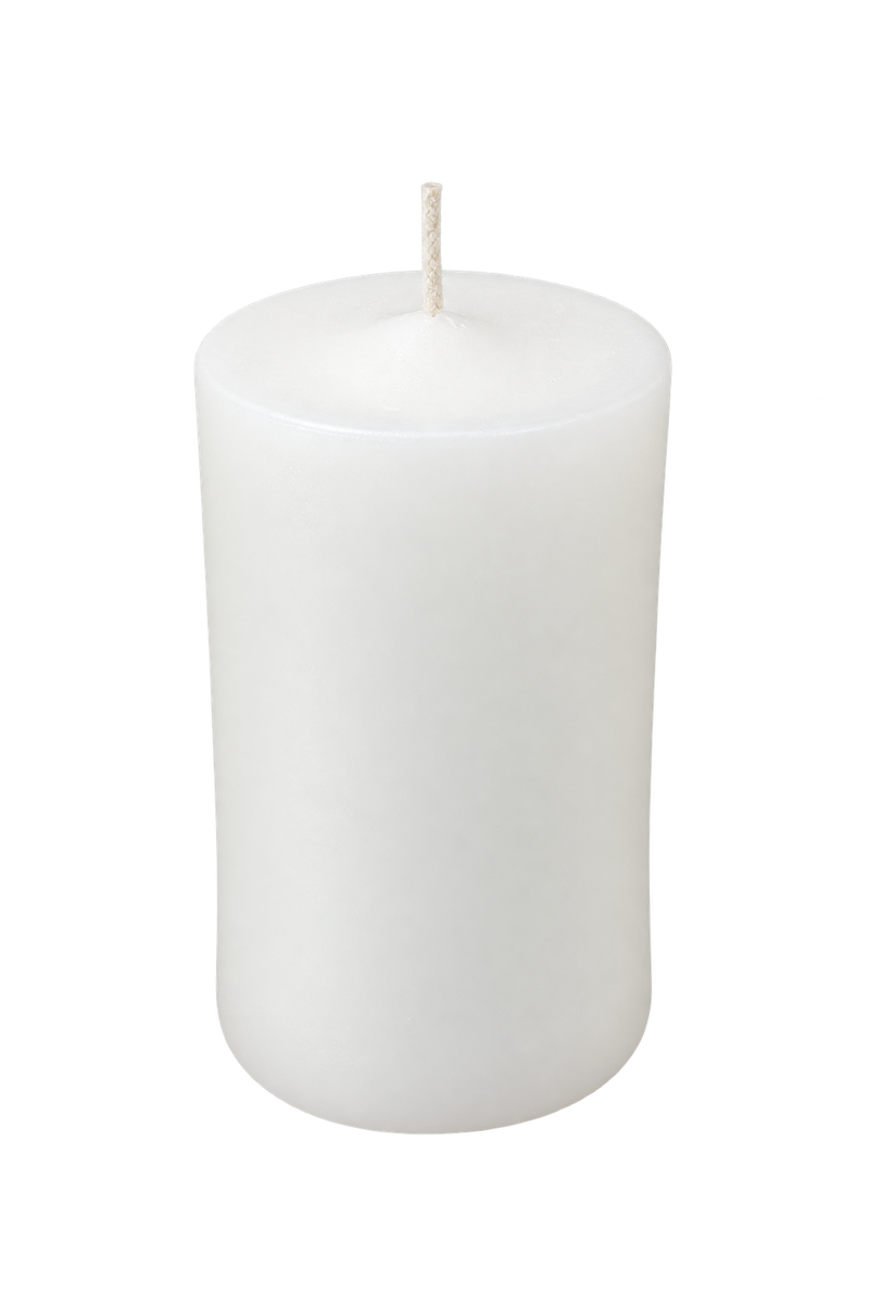 White pillar candle with a single wick