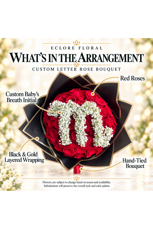 Custom Letter Rose Bouquet flower guide