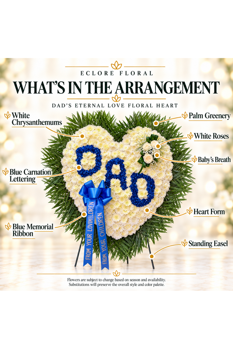 Dad’s Eternal Love Floral Heart flower guide