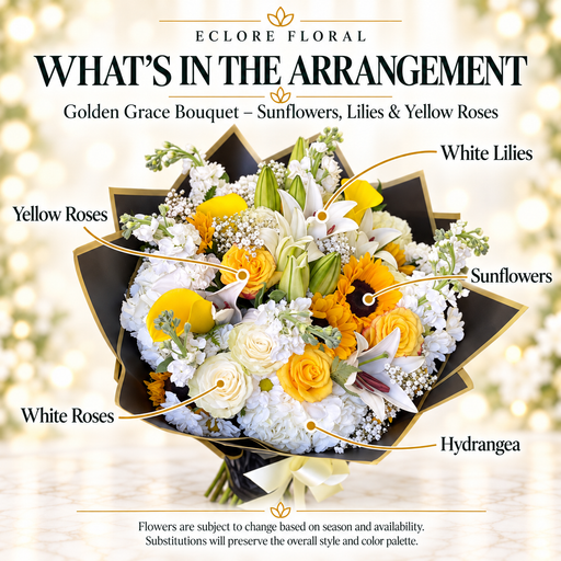 Golden Grace bouquet flower guide