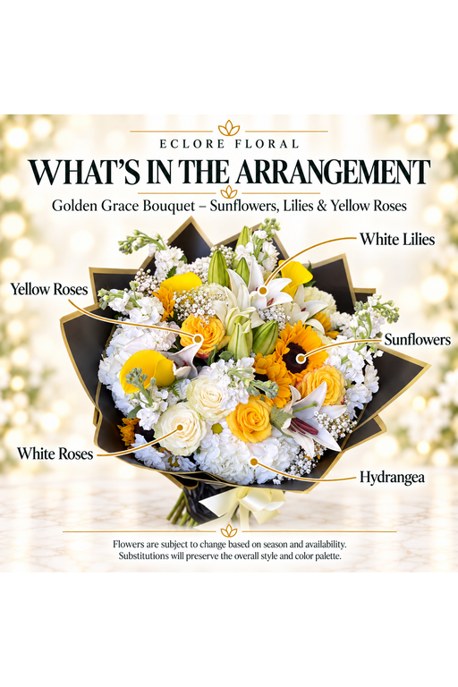 Golden Grace bouquet flower guide