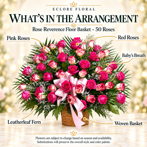 Rose Reverence floor basket flower guide