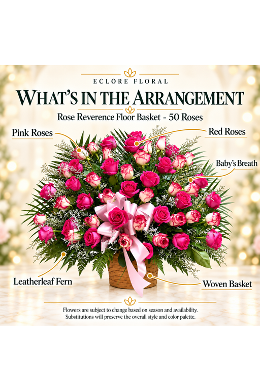 Rose Reverence floor basket flower guide