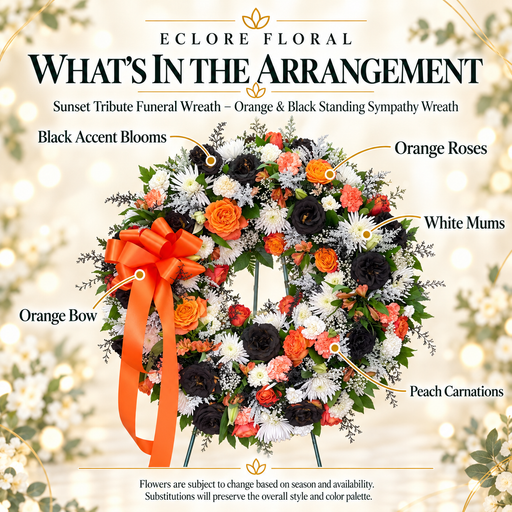 Sunset Tribute funeral wreath flower guide