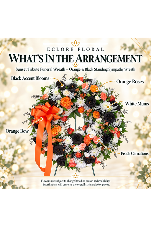 Sunset Tribute funeral wreath flower guide