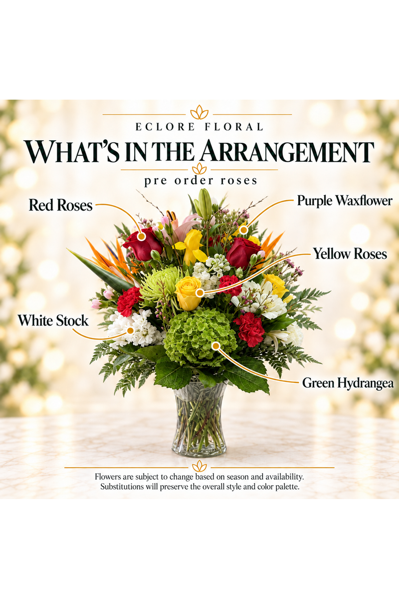 Pre order roses arrangement flower guide