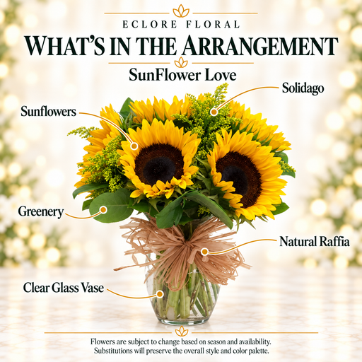 SunFlower Love arrangement flower guide