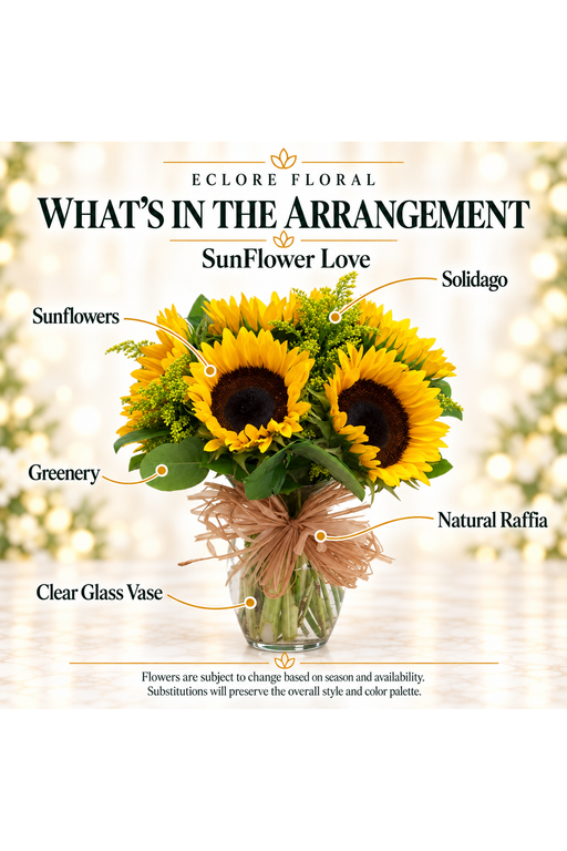 SunFlower Love arrangement flower guide