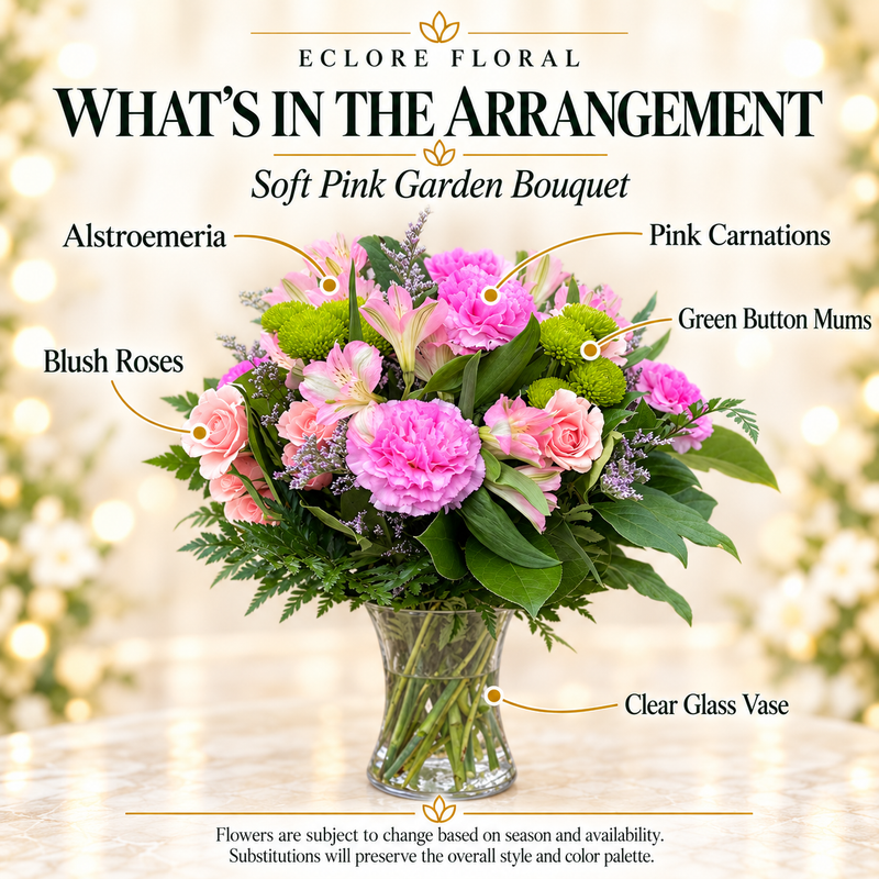 Soft Pink Garden Bouquet flower guide