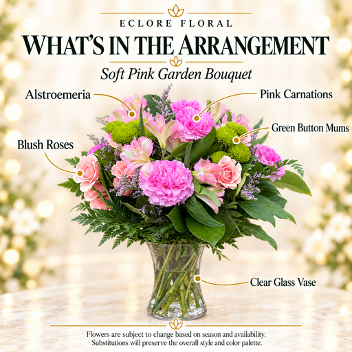 Soft Pink Garden Bouquet flower guide
