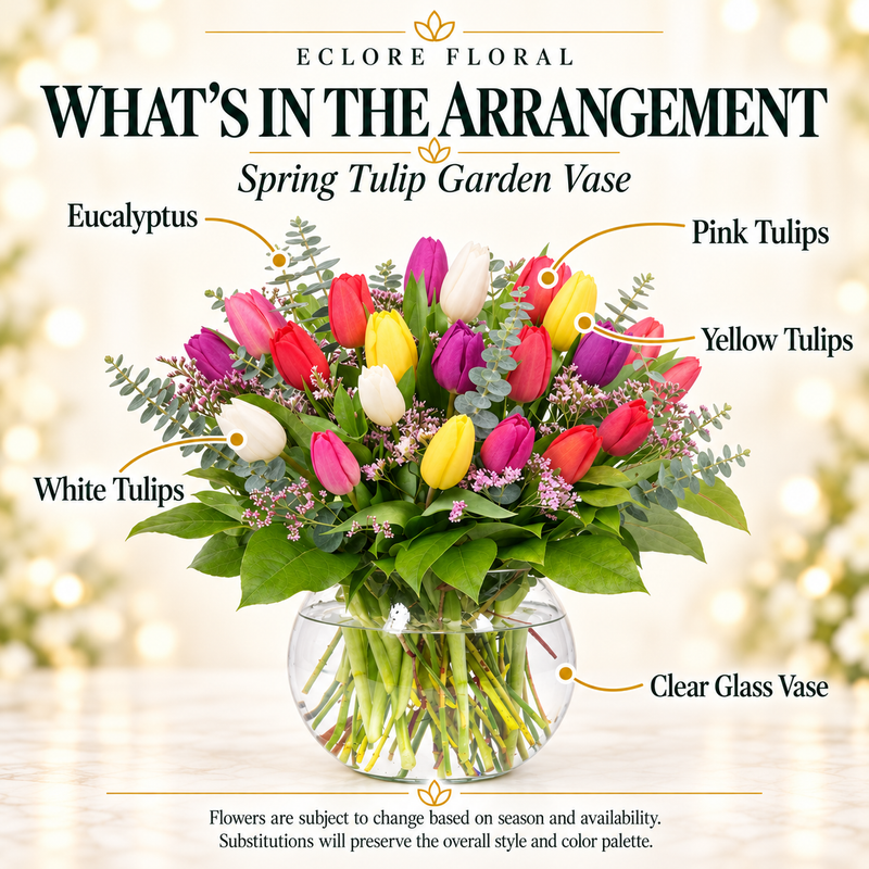 Spring Tulip Garden Vase — What’s in the Arrangement flower guide