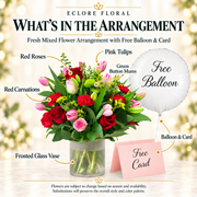 Fresh Mixed Flower Arrangement with Free Balloon & Card — What’s in the Arrangement flower guide