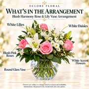 Blush Harmony Rose & Lily Vase Arrangement — What’s in the Arrangement flower guide