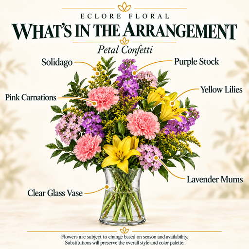 Petal Confetti — What’s in the Arrangement flower guide