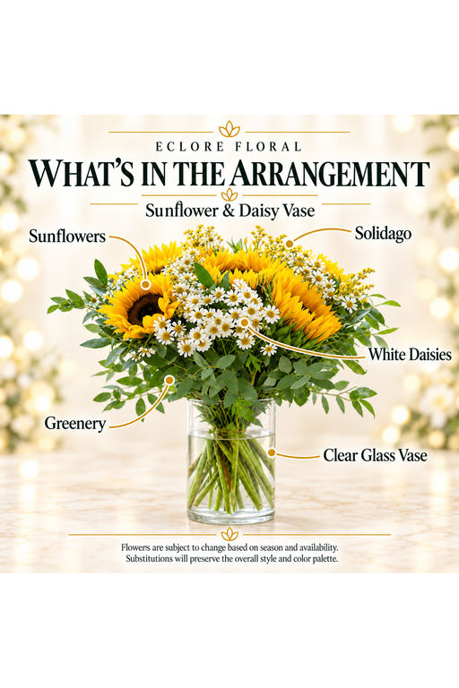 Sunflower & Daisy Vase — What’s in the Arrangement flower guide