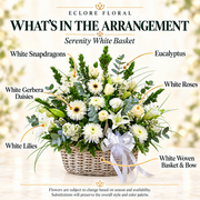 Serenity White Basket — What’s in the Arrangement flower guide