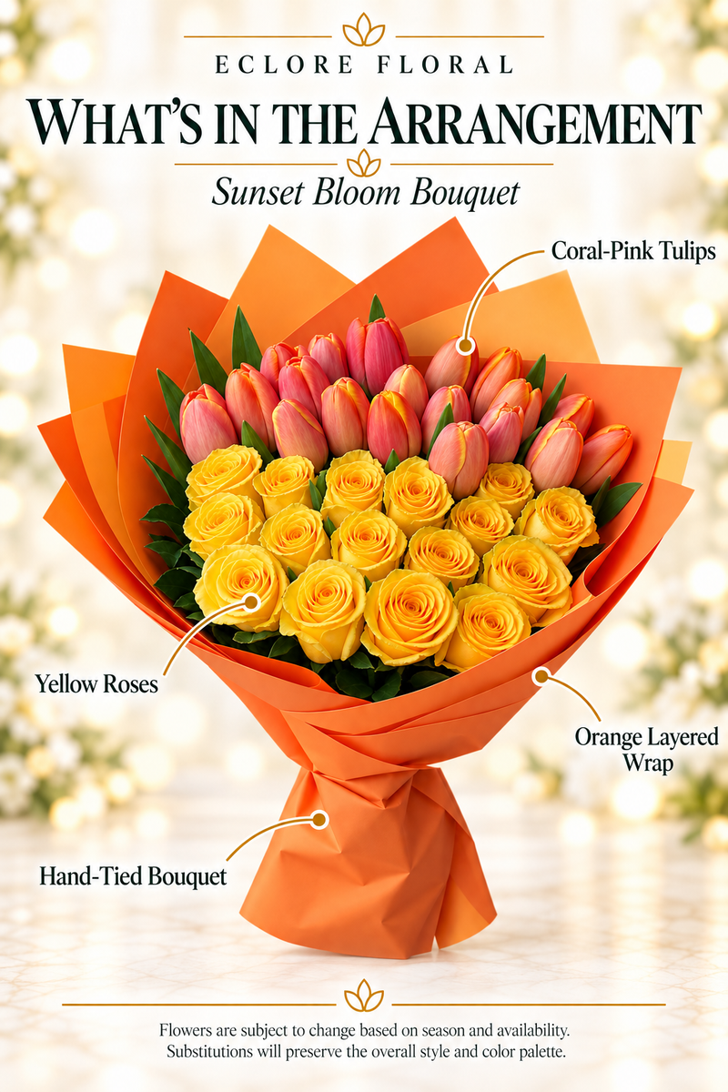 Sunset Bloom Bouquet — What’s in the Arrangement flower guide