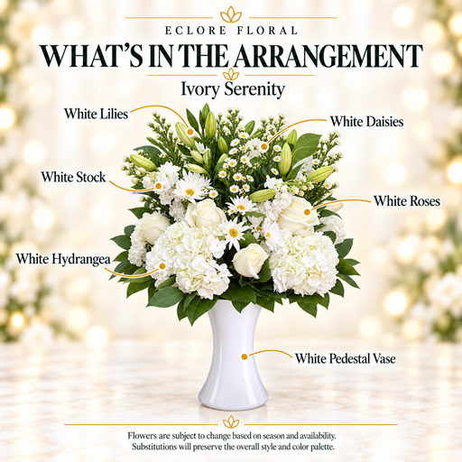 Ivory Serenity — What’s in the Arrangement flower guide