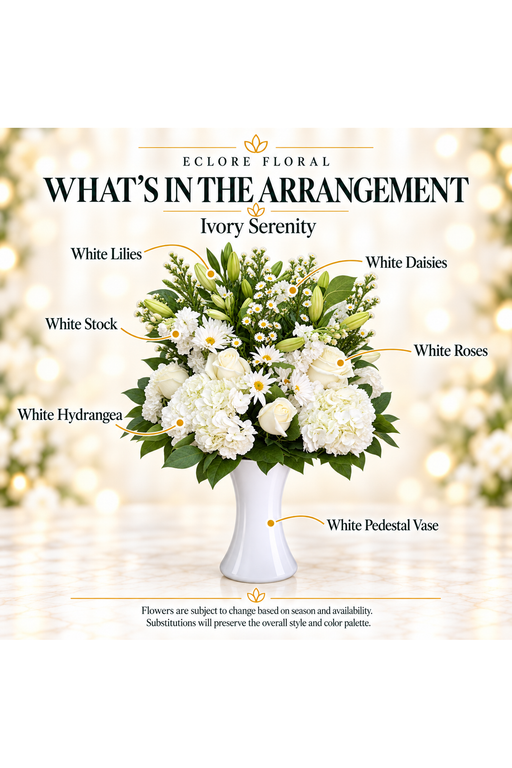 Ivory Serenity — What’s in the Arrangement flower guide