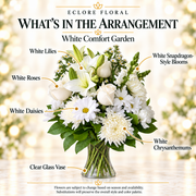 White Comfort Garden — What’s in the Arrangement flower guide