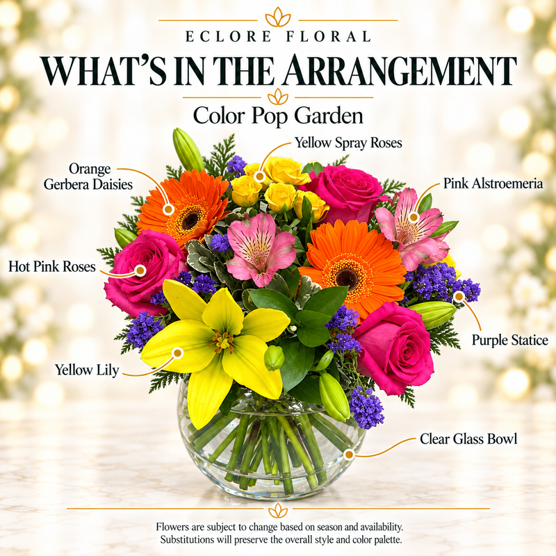 Color Pop Garden — What’s in the Arrangement flower guide